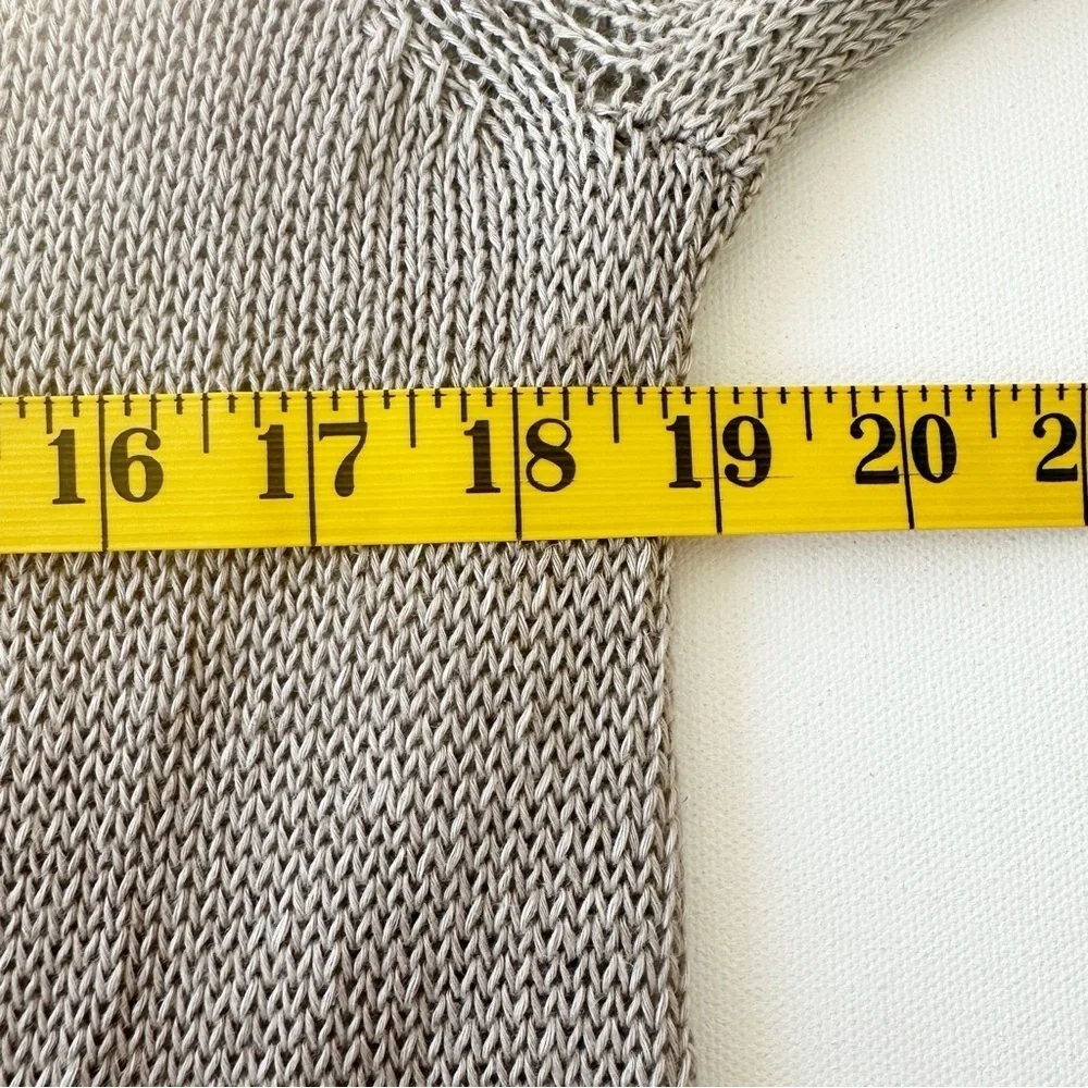 White And Warren Linen Cardigan Sweater Open Front Longline Beige Women’s Small